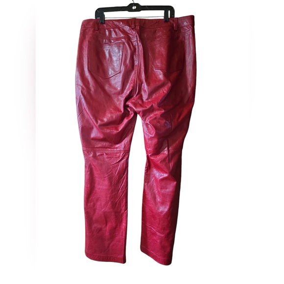 VINTAGE Y2K GAP JEANS RED LEATHER BOOT CUT JEANS SIZE 20 NEW WITHOUT TAGS - Picture 2 of 5